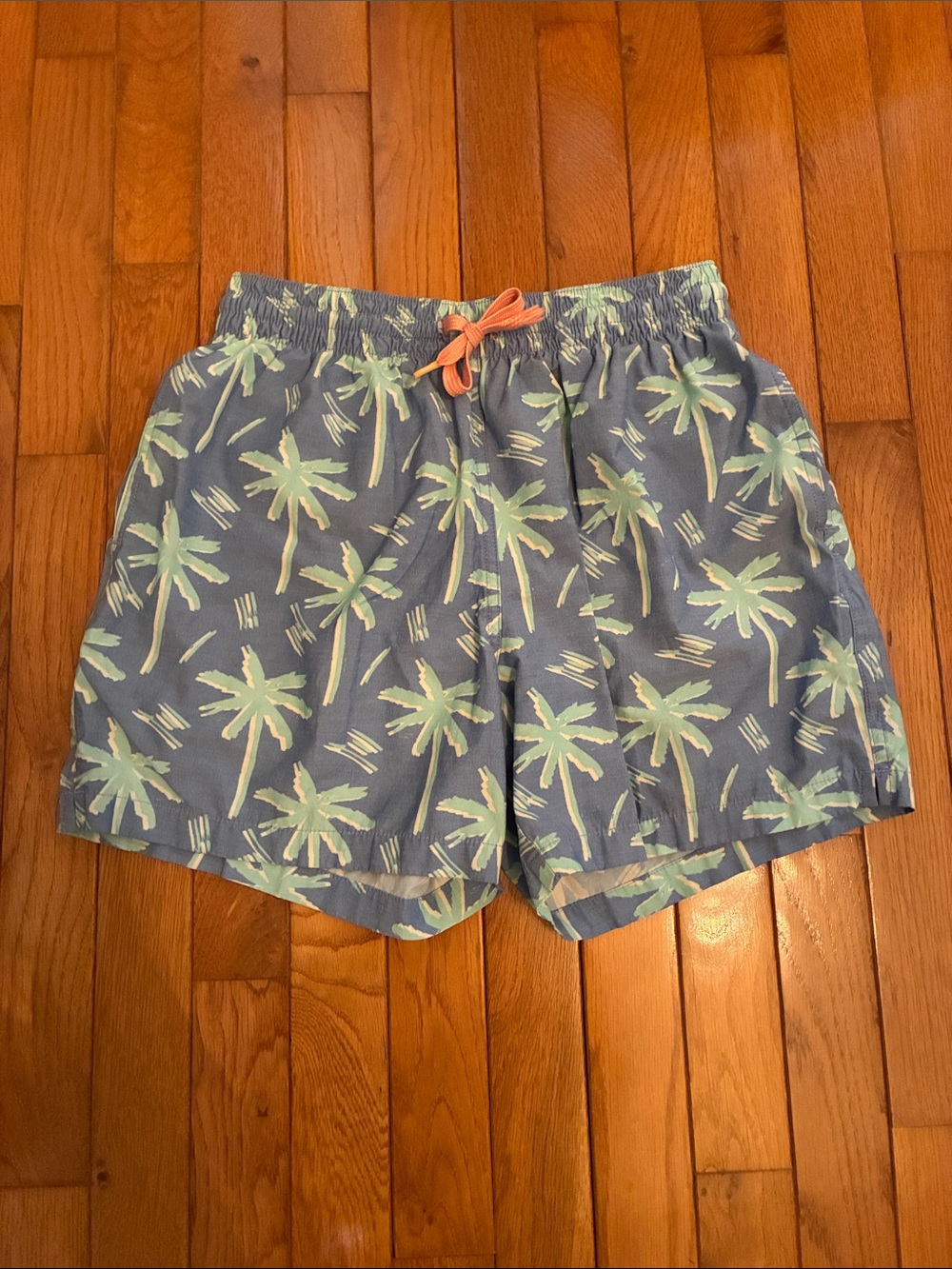 Chubbies Palm Tree Swim Trunks (Light Blue & Mint Green)